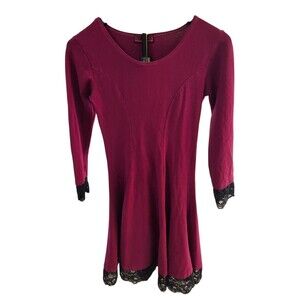 VTG Red Snapper Dress Red Black Lace Size 8, S Whimsigoth Dark Academia